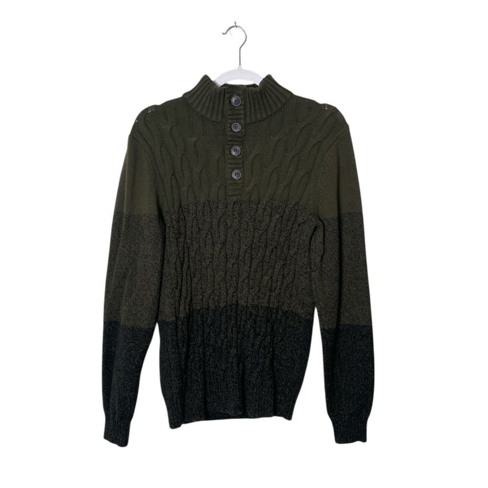 Method Olive Green Cable Knit Henley Sweater Women’s Size M Casual Minimalist